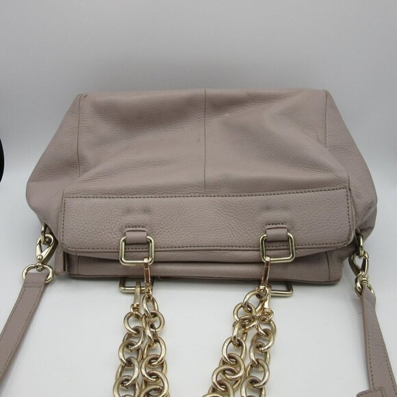 Kate Spade Purse Pebbled Leather Gray Beige Bow Shoulder Strap Chain Handles Bag - Picture 6 of 9